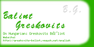 balint greskovits business card